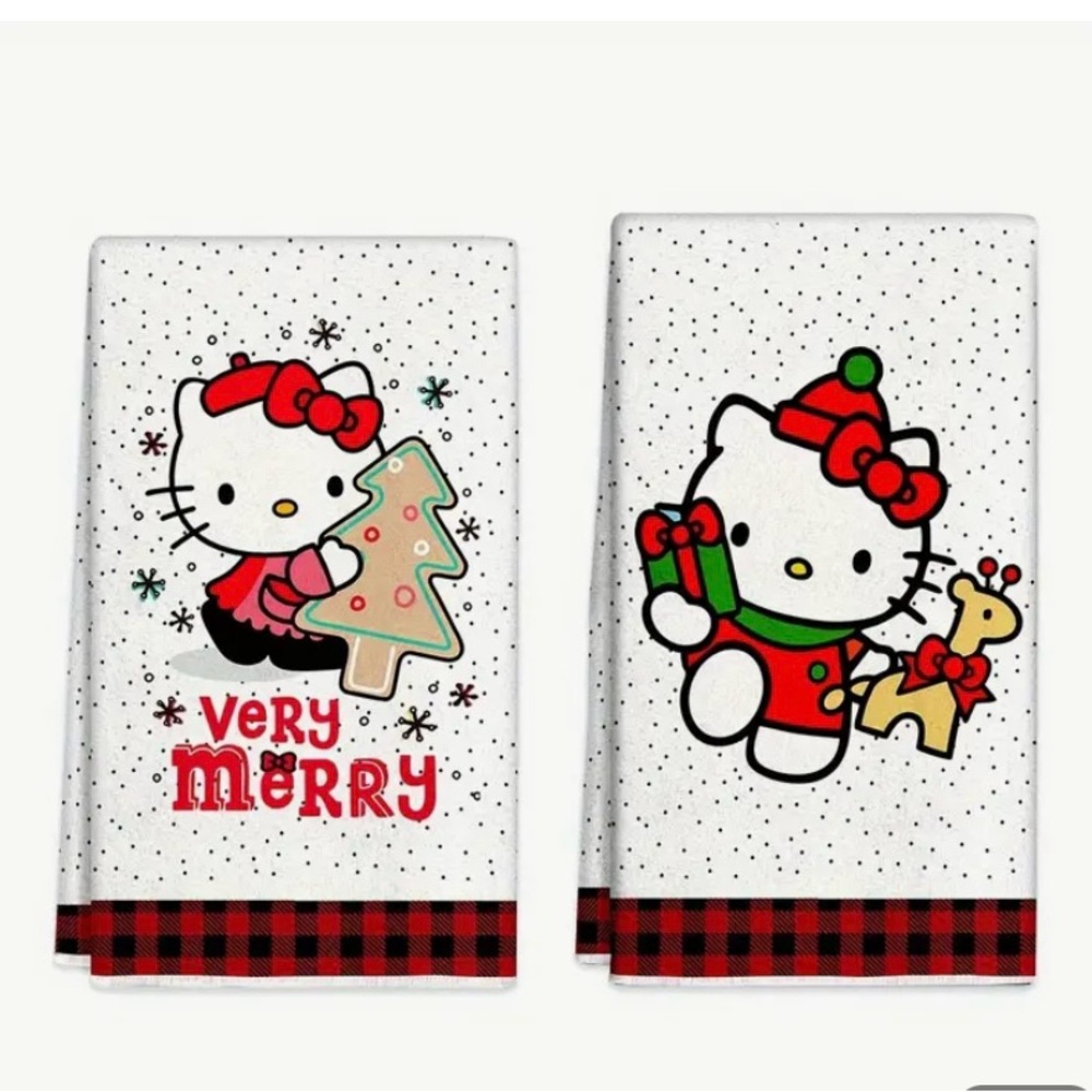 New Hello Kitty Christmas Kitchen Towels Set of 2